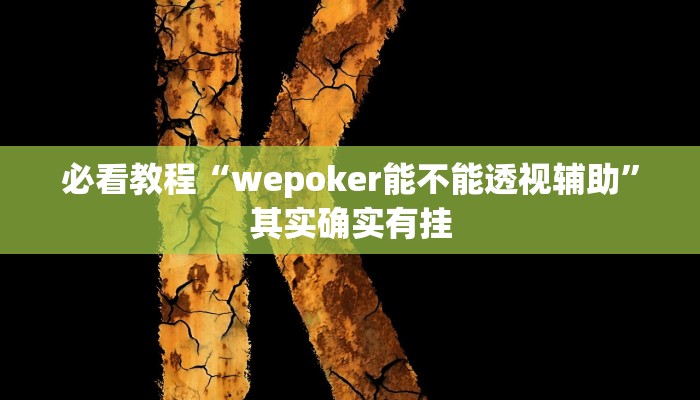 必看教程“wepoker能不能透视辅助”其实确实有挂